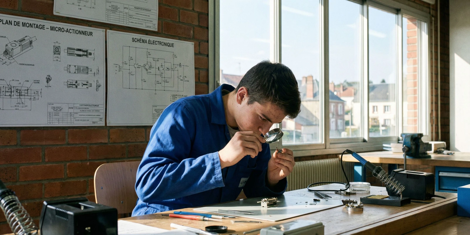 BTS CIM en alternance : tout ce qu'il faut savoir en 2026 Étudiant en BTS CIM travaillant sur un composant microtechnique en atelier industriel