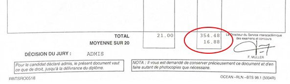 Bulletin relevé de notes de Leïla pour son BTS CIM